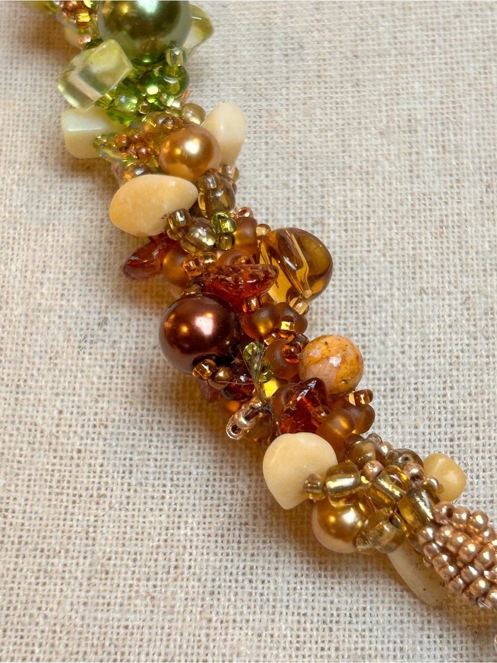 Artisan Chunky Carnelian Agate Slice Pendant Necklace, Carnelian Peridot Earthy - Picture 6 of 11